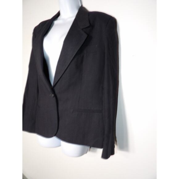 Harve Benard Blazer Womens 12 Wool Vtg Single Button Dark Navy Pinpoint Lined - Picture 10 of 14